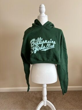 Billionaire Girls Club Green Cropped Hoodie
